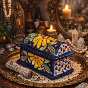 Vintage Mexican Talavera Ceramic Trinket Box | San Pablo